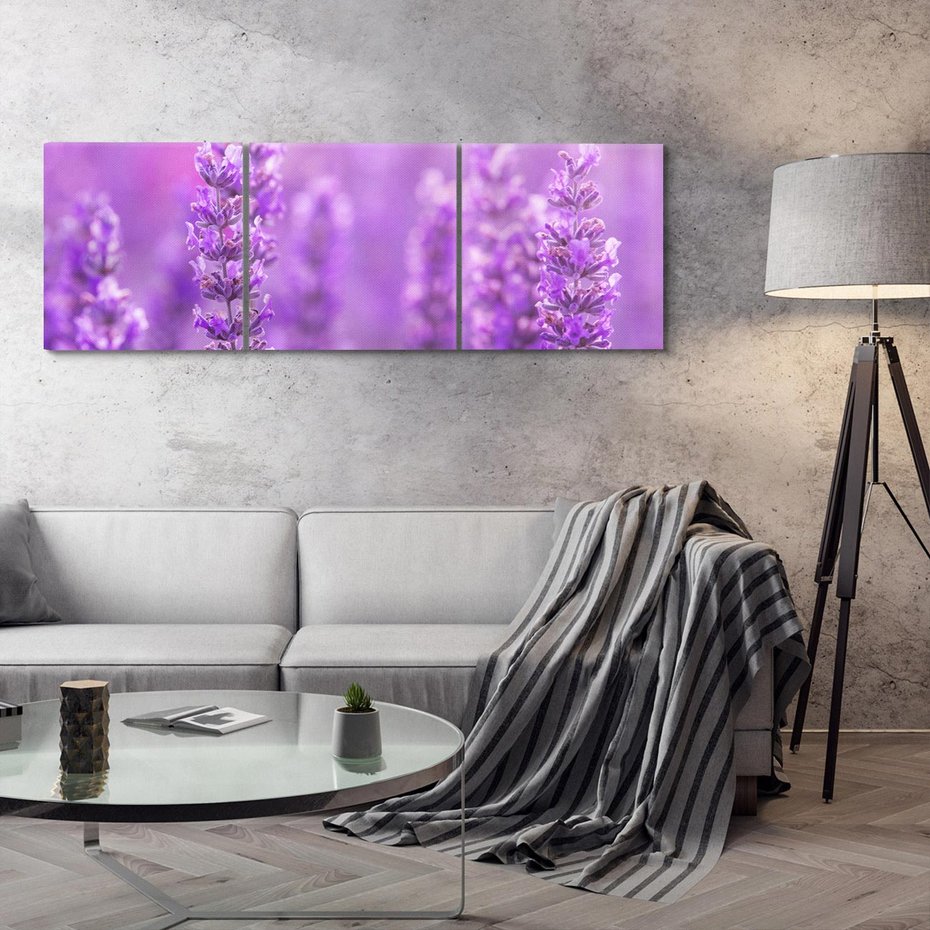 Obraz na płótnie 150x50 - Fioletowa harmonia lawendy - lawenda, fiolet