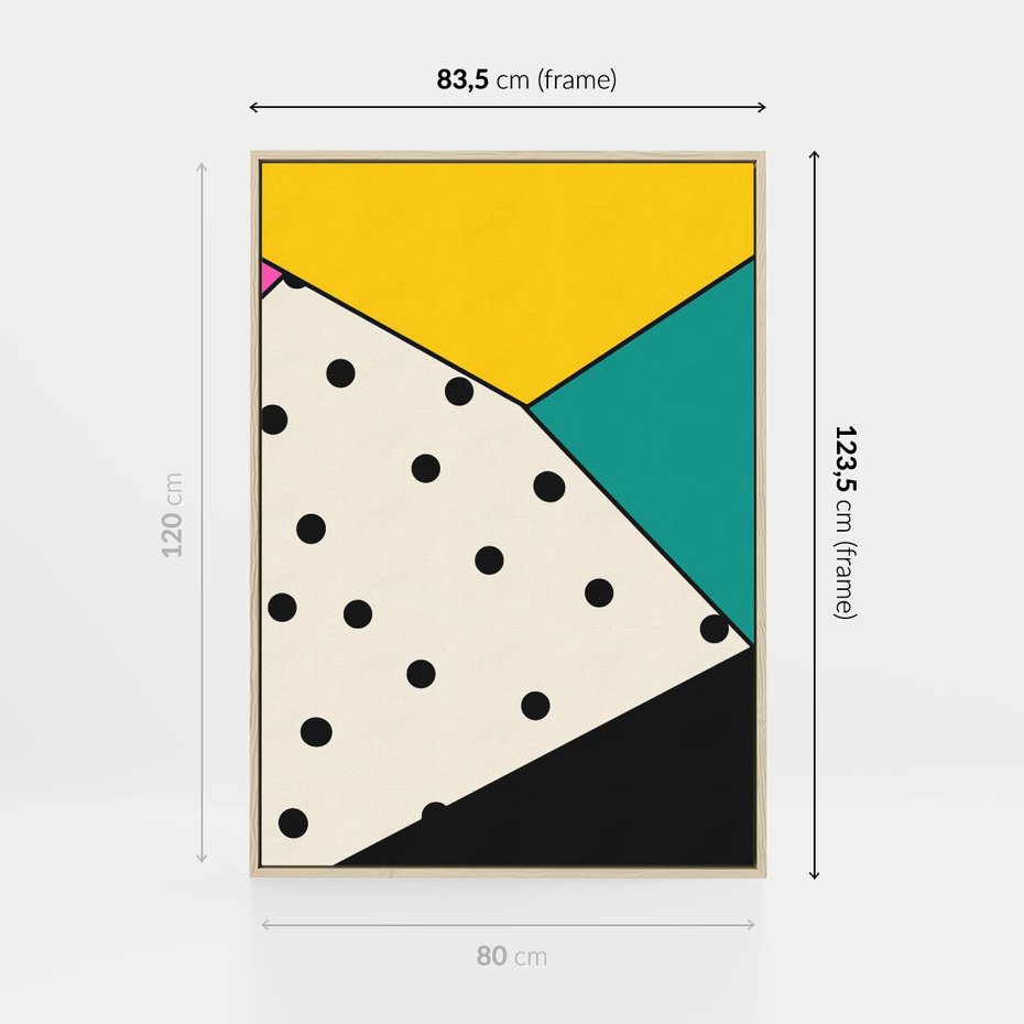 Obraz w ramie 80x120 - Wesołe Geometryczne Kształty - geometryczne kształty, abstrakcja - rama drewno
