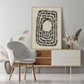 Obraz w ramie 50x70 - Zaklęte Wnętrza - boho plakat, czarne kropki kreski - rama drewno