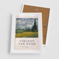 Plakat w ramie 50x70 - Pole z Cyprysami - reprodukcja obrazu, van gogh - rama biała