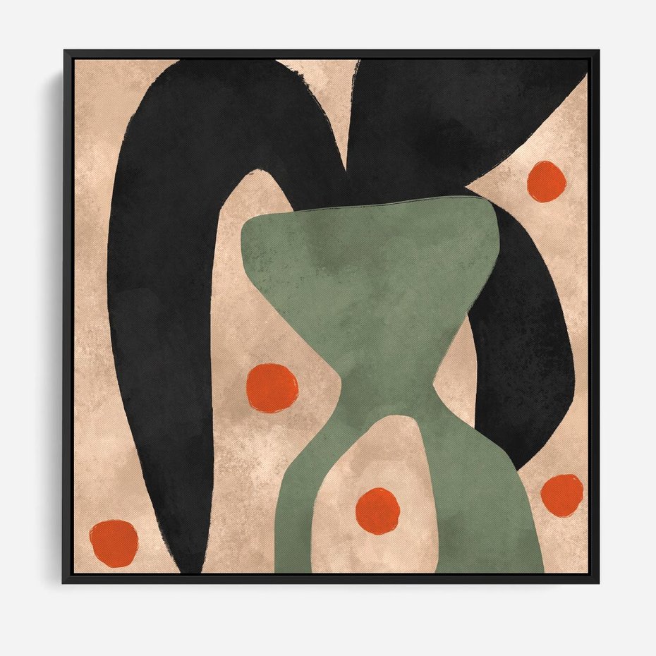 Obraz w ramie 50x50 - Impresje Boho - abstrakcyjny obraz, plakat - rama czarna