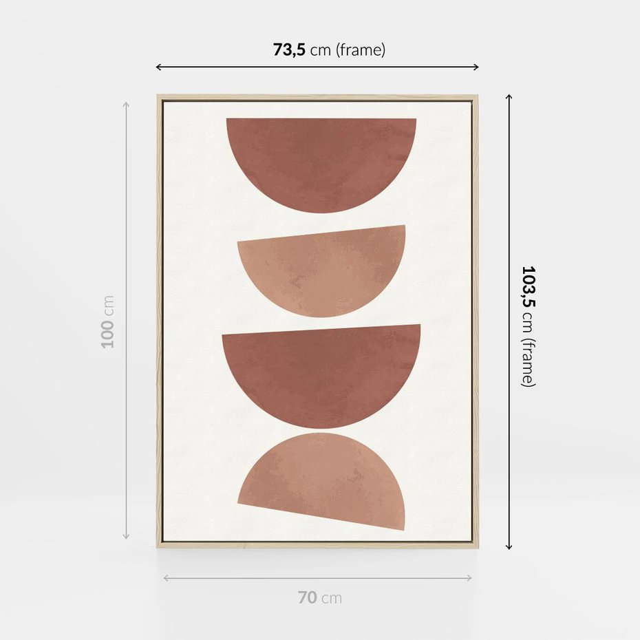 Obraz w ramie 70x100 - Abstrakcyjne Widzenia - abstrakcyjne geometryczne kształty, odcienie brązu i beżu - rama drewno