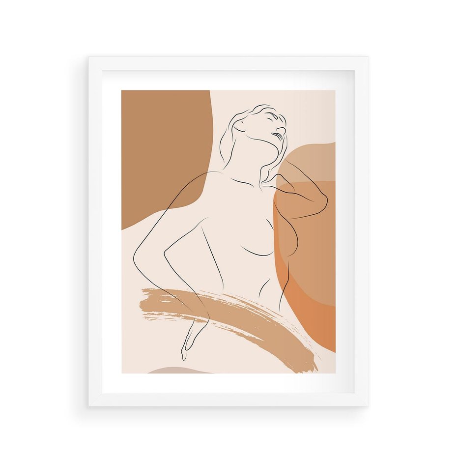 Plakat w ramie 40x50 - Sztuka Prostoty - kobieta, szkic - rama biała