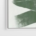 Obraz w ramie 80x120 - Zielone Refleksje - abstrakcja, zgaszony zielony kolor - rama biała