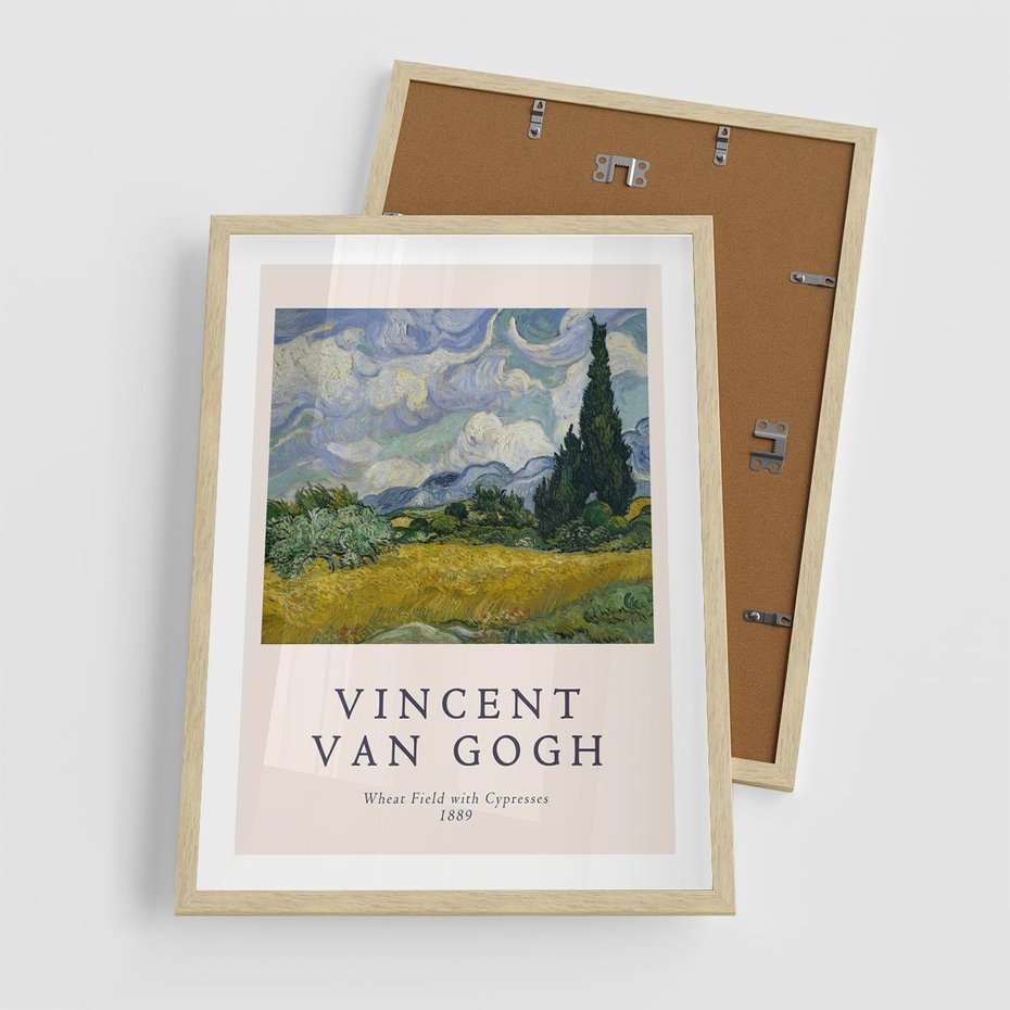 Plakat w ramie 50x70 - Pole z Cyprysami - reprodukcja obrazu, van gogh - rama drewno