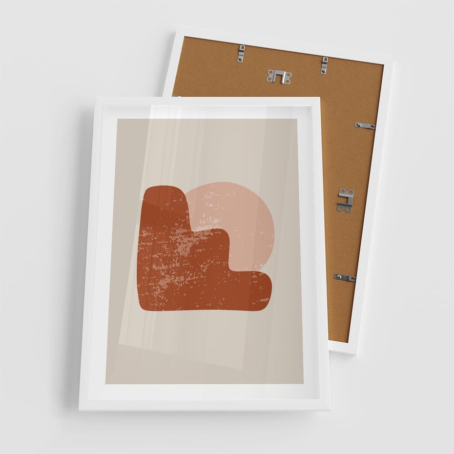 Plakat w ramie 50x70 - Przenikanie Granic - nowoczesny plakat, abstrakcyjne kształty - rama biała