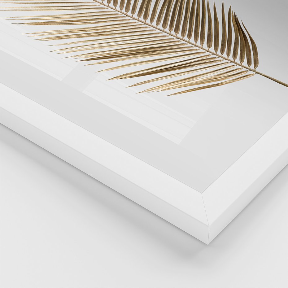Zestaw obrazy w ramie 30x40 galeria - Złote, palmy, liście, tropikalne, minimalizm - rama biała