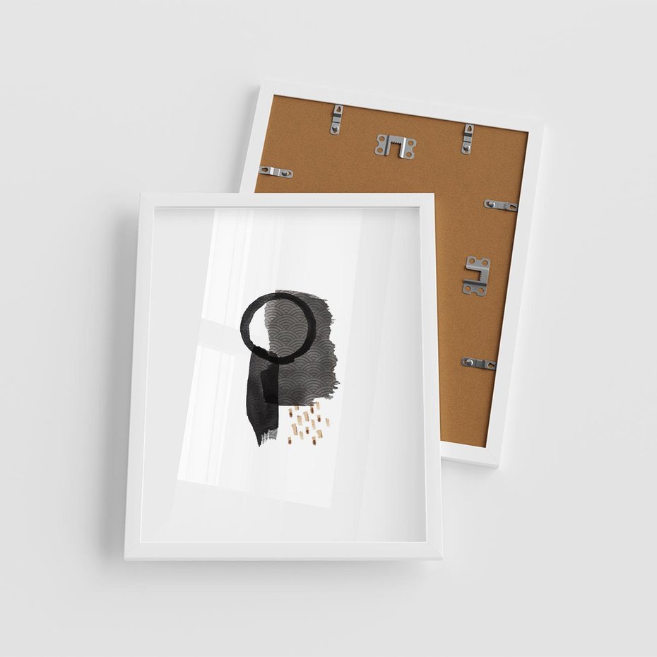 Plakat w ramie 40x50 - Japoński Minimalizm - grafika w japońskim stylu, minimalizm - rama biała