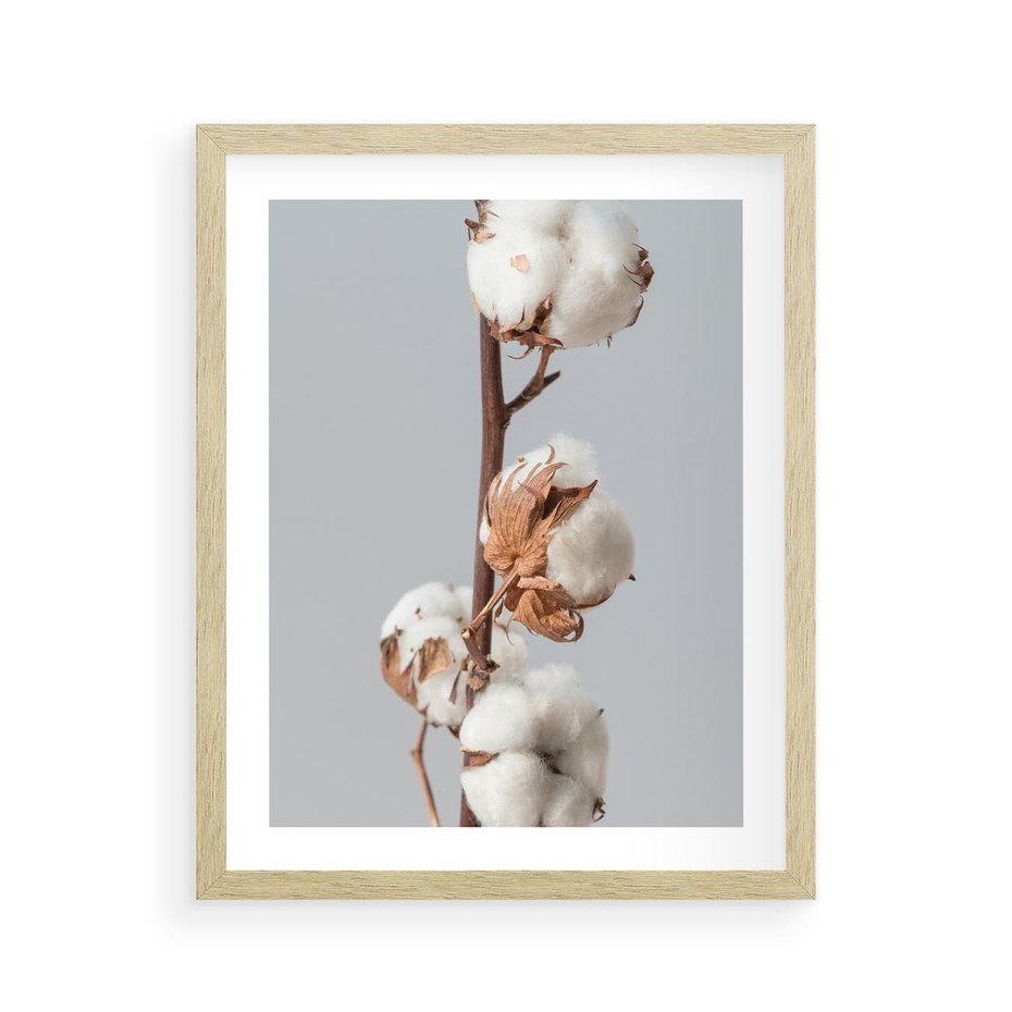 Plakat w ramie 40x50 - Bawełniana boho miękkość - bawełna, boho - rama drewno