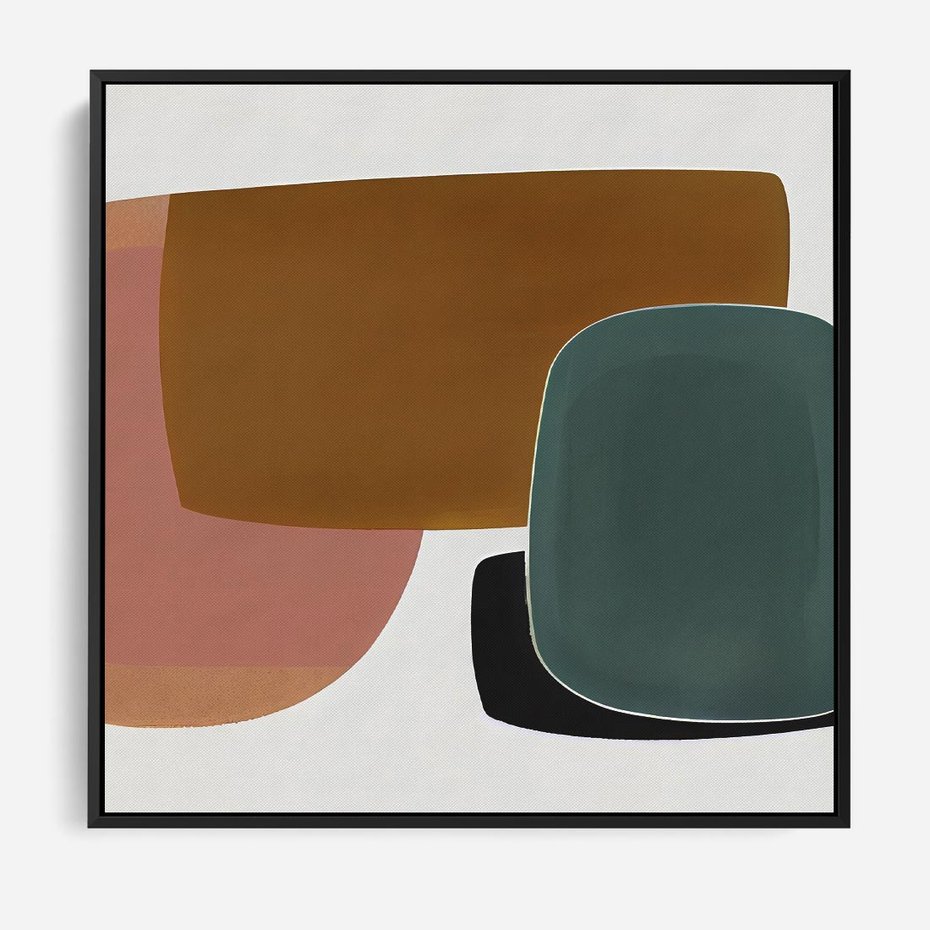 Obraz w ramie 50x50 - Emocje w akwarelach - geometryczne dziwne kształty, turkusowy - rama czarna