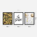 Zestaw obrazy w ramie 50x70 galeria - Cytryny, optymizm, typografia, napis - rama czarna