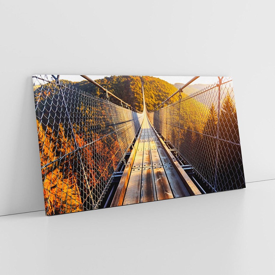 Obraz na płótnie 120x60 - Drewniany most w górach - most, drewniany