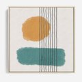 Obraz w ramie 50x50 - Wibracje Barw - abstrakcyjne akwarelowe plamy, nieregularne kreski - rama drewno