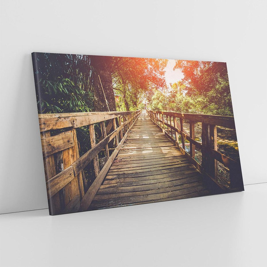 Obraz na płótnie 120x80 - Optyczne wrażenie na drewnianym moście - most, drewniany