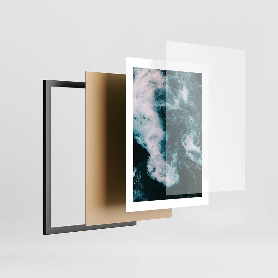 Plakat w ramie 30x40 - Fale w Odcieniach Turkusu - ocean, fale - rama czarna