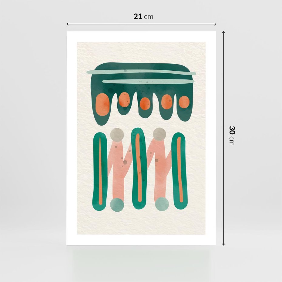 Plakat bez ramy 21x30 - Zaklęte Wzory Natury - przypadkowe abstrakcyjne wzory, pomarańczowy i zielony