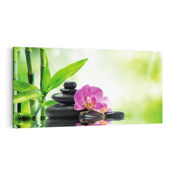 Obraz na płótnie 100x50 - Relaksujący świat SPA z kwiatami i bambusem - spa, kwiaty