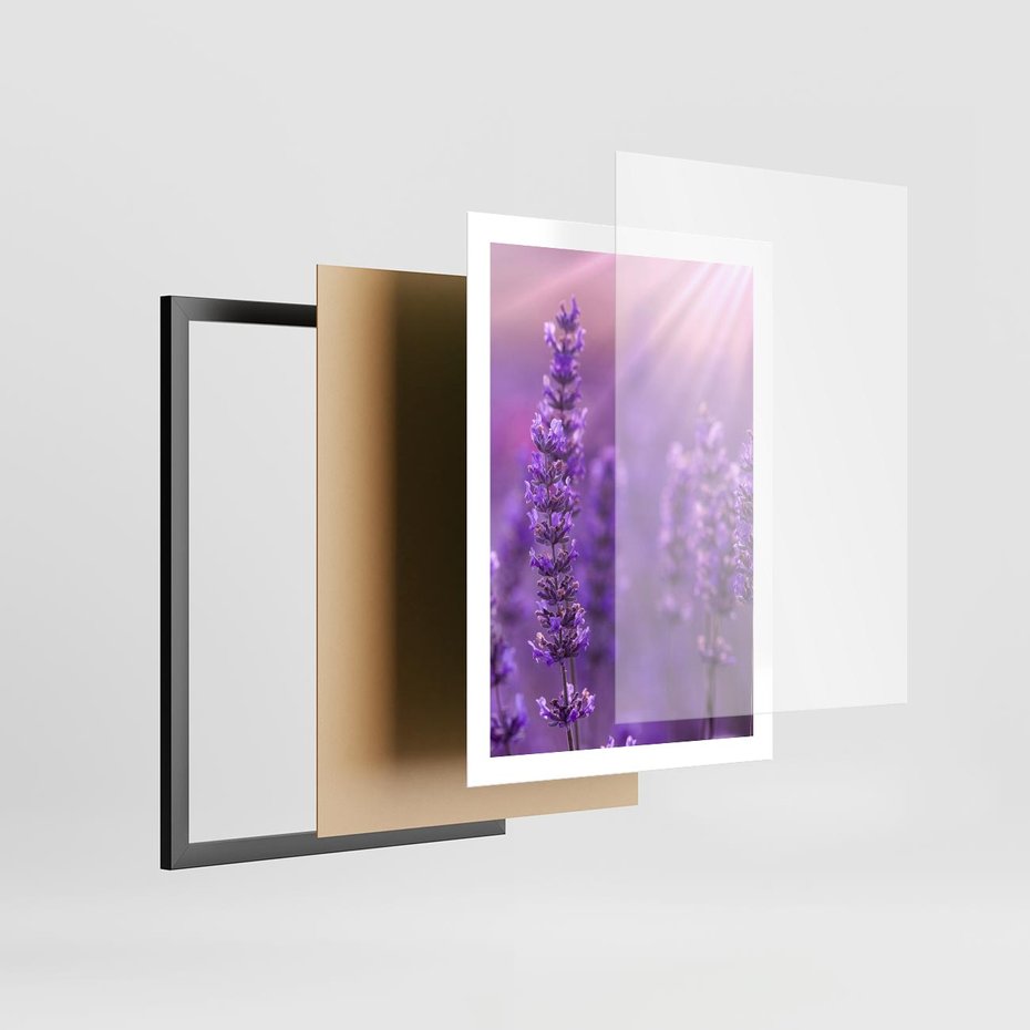 Plakat w ramie 50x70 - Fioletowa harmonia lawendy - lawenda, fiolet - rama czarna