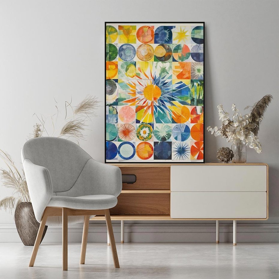 Obraz w ramie 50x70 - Rozkwitające Wzory Abstrakcji - abstrakcyjny obraz, mnogość kolorów - rama czarna