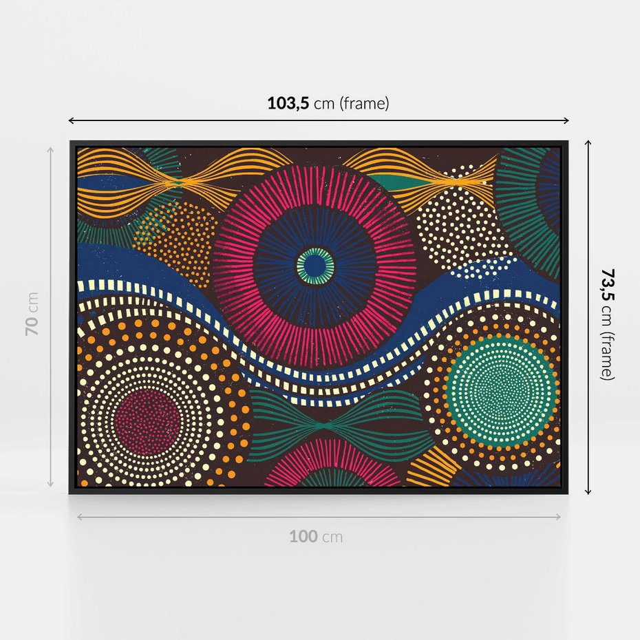 Obraz w ramie 100x70 - Energia Wzorców - enticzne wzory, kształty - rama czarna