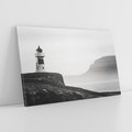 Obraz na płótnie 100x70 - Melancholia Północy - czarnobiała fotografia, nadmorska latarnia na klifie