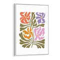 Obraz w ramie 80x120 - Rozplątane Wizje - abstrakcyjne kolorowe kwiaty, minimlizm - rama biała