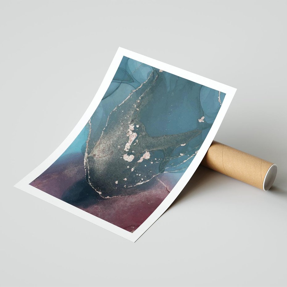 Plakat bez ramy 30x40 - Luksusowy Kontrast - marmur, granat i fiolet