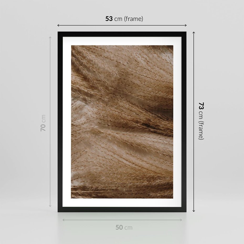 Plakat w ramie 50x70 - Pampasowy Brąz - suche trawy, trawa pampasowa - rama czarna