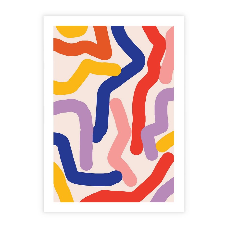 Plakat bez ramy 40x50 - Abstrakcyjne Dialogi - abstrakcyjny kolorowy obraz, kolorowe linie