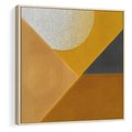 Obraz w ramie 50x50 - Harmonia migoczących ognisk - intensywne ciepłe kolory, słoneczny żółty - rama drewno