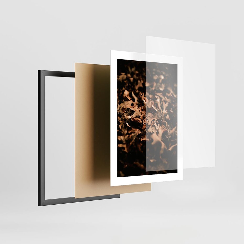 Plakat w ramie 30x40 - Jesienne Liście: Nostalgiczna Kolorystyka - suche liście, jesień - rama czarna