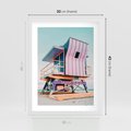 Plakat w ramie 30x40 - Miami Beach - plaża miami, domek ratownika - rama biała