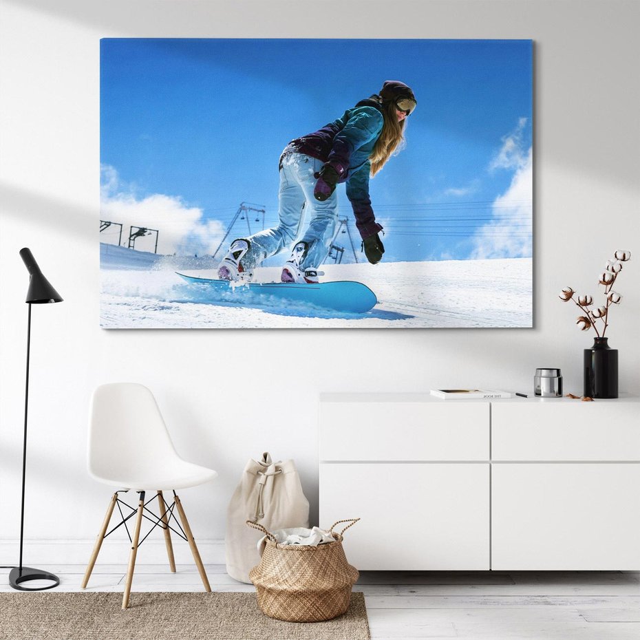 Obraz na płótnie 100x70 - Snowboard na zimowych zboczach - snowboard, zima
