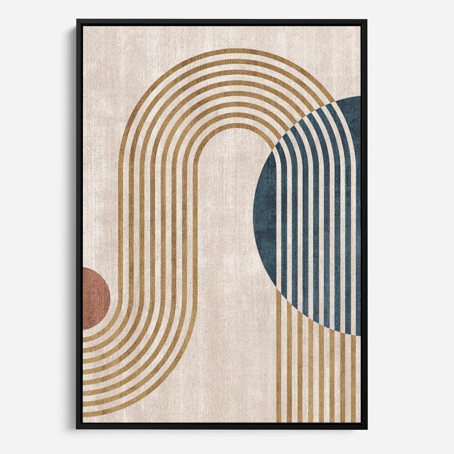 Obraz w ramie 50x70 - Melodia ukrytych snów - retro grafika, styl mid-century - rama czarna