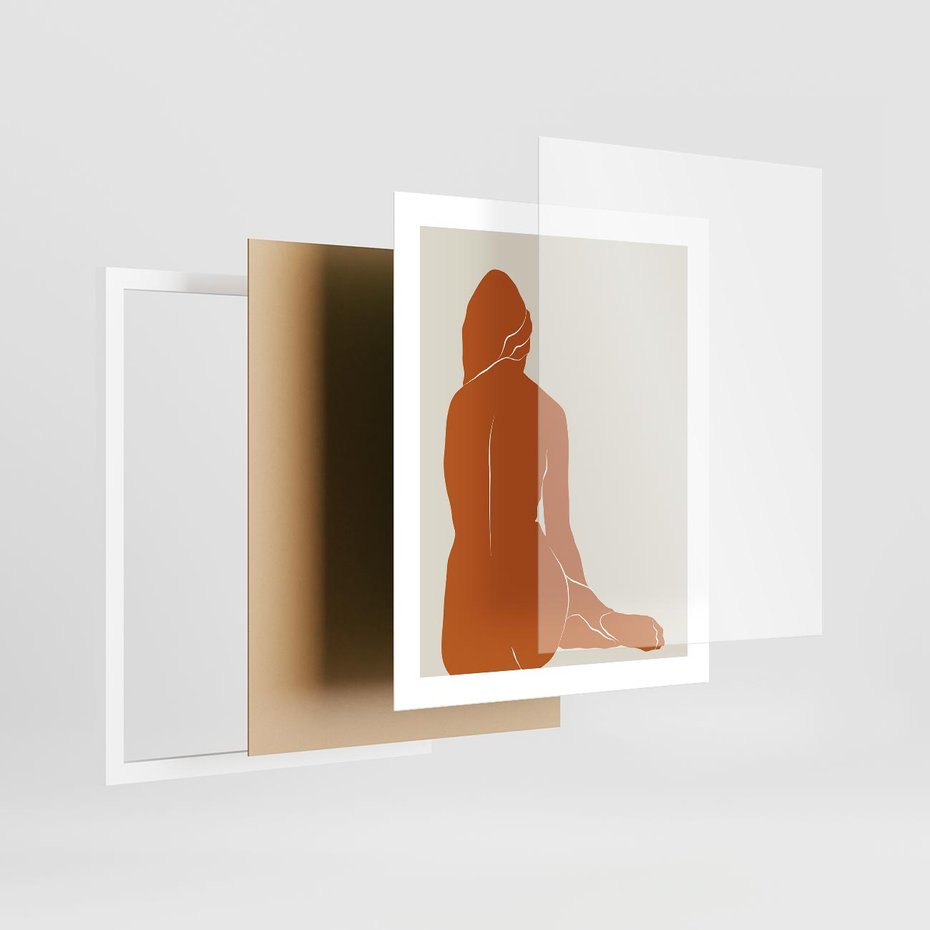 Plakat w ramie 40x50 - Kobieca Sylwetka w Stylu Modernistycznym - modernistyczny pakat, kobieca sylwetka - rama biała