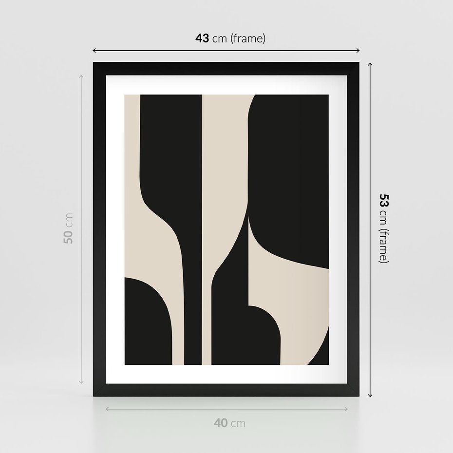Plakat w ramie 40x50 - Abstrakcyjne Linie - boho plakat, rycina - rama czarna