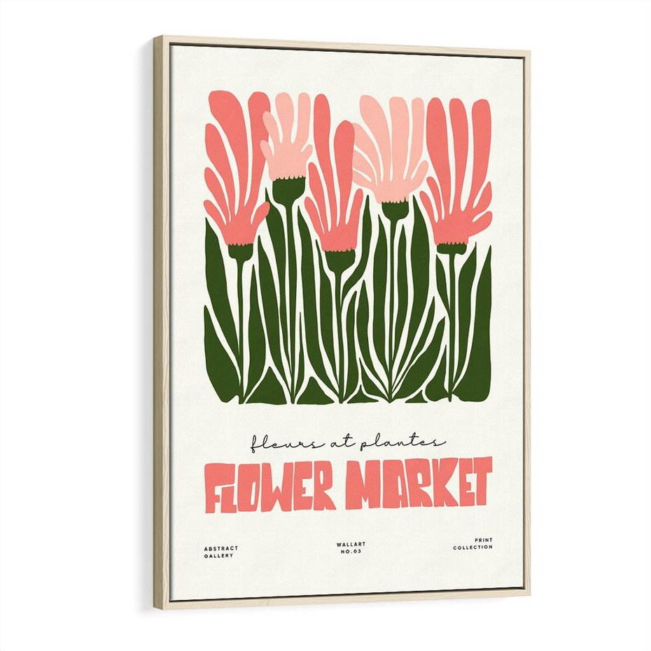 Obraz w ramie 70x100 - Symfonia Kolorowych Kształtów - nowoczesna grafika, kwiatowa kompozycja - rama drewno