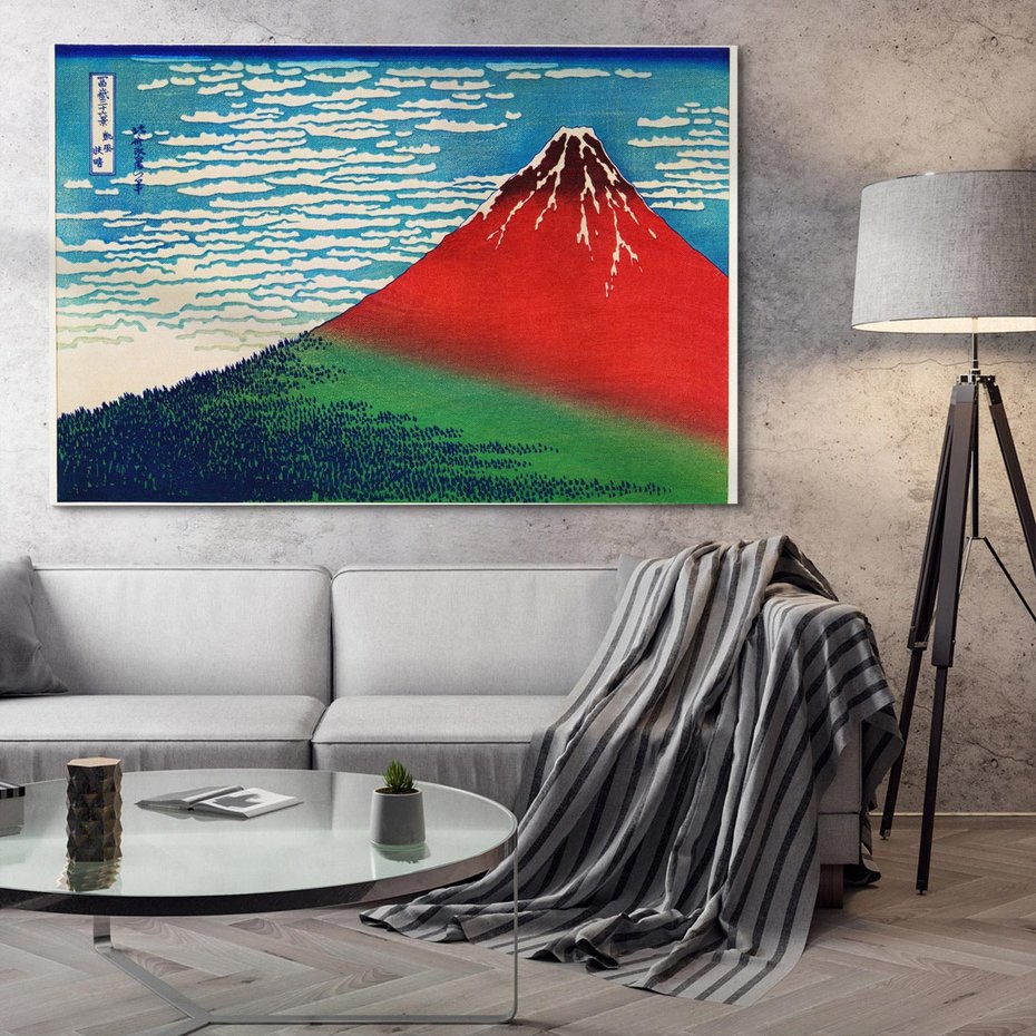 Obraz na płótnie 100x70 - "Fine Wind, Clear Morning" Katsushiki Hokusai - Reprodukcja - reprodukcja, obraz na płótnie