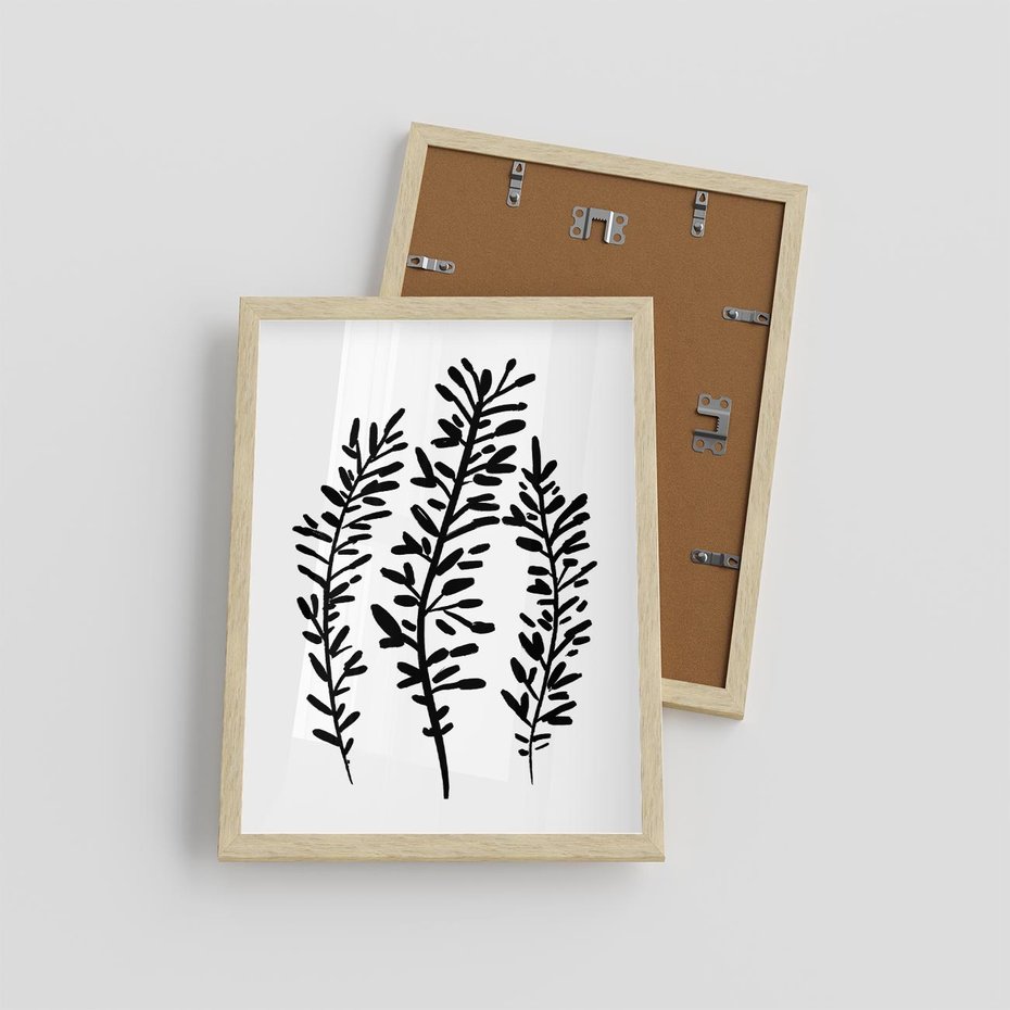 Plakat w ramie 30x40 - Spokojne Wiatrem Uginane - szkic, czarno biały - rama drewno