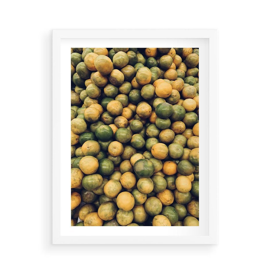 Plakat w ramie 50x70 - Świeżość Cytrusów - cytryny, limonki - rama biała