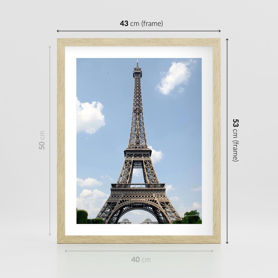Plakat w ramie 40x50 - Paryż z wieżą Eiffla - Eiffla, Paryż - rama drewno