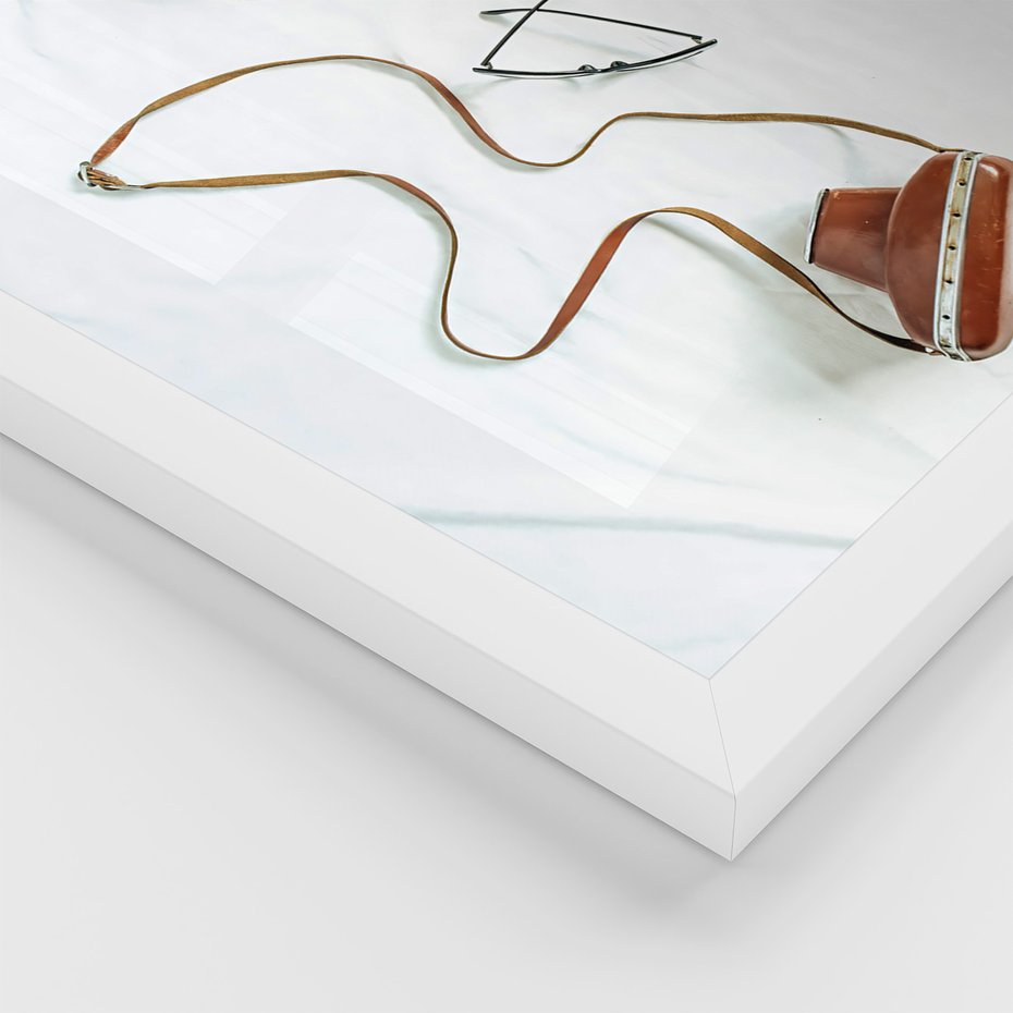 Zestaw obrazy w ramie 50x70 galeria - Kawa, podróż, kapelusz, boho - rama biała