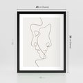 Plakat w ramie 40x50 - Jedna Linia, Dwie Twarze - minimalistyczny plakat, dwie twarze - rama czarna
