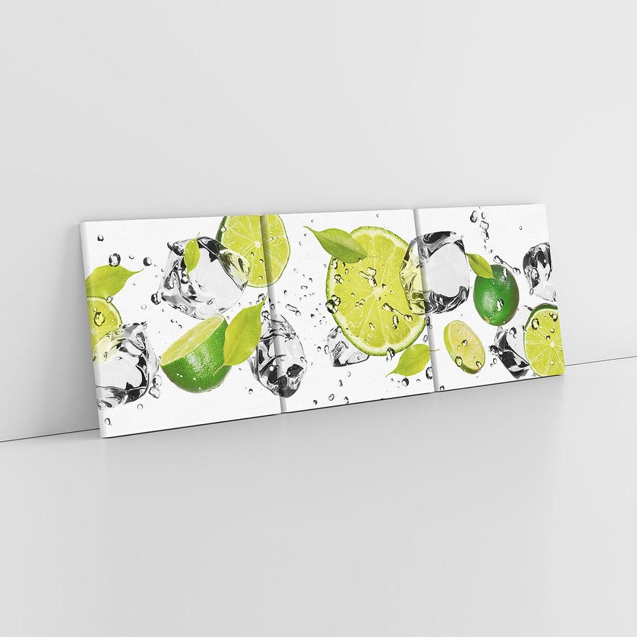 Obraz na płótnie 150x50 - Ekscentryczne limonki z wodą - limonki, woda