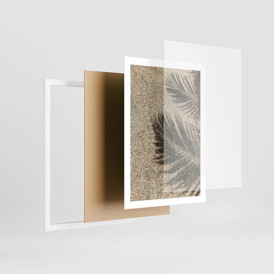 Plakat w ramie 50x70 - Plażowa Idylla - palma, cień na piasku - rama biała