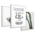 Zestaw obrazy w ramie 30x40 galeria - Kawa, typografia, do, kuchni - rama biała