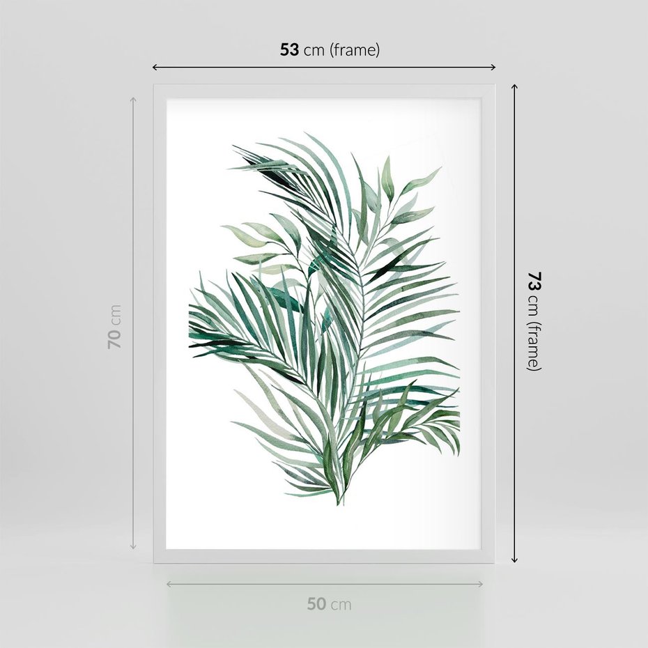 Plakat w ramie 50x70 - Blask Natury - złote, liście - rama biała