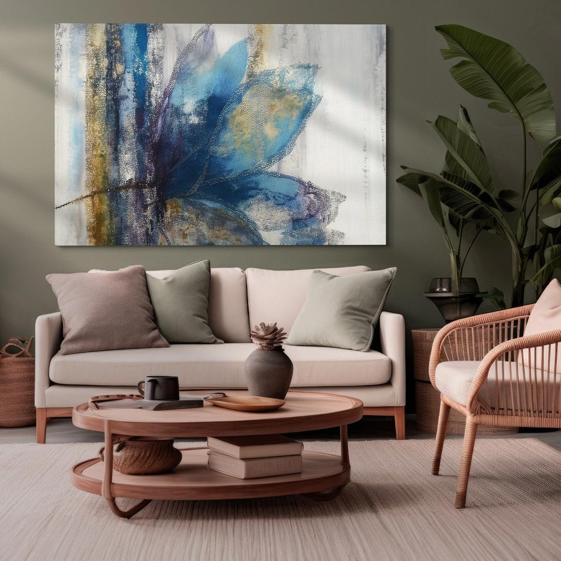 Obraz na płótnie 120x80 - Tekstura Kwiatu - olejny obraz, niebieski kwiat