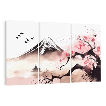 Obraz na płótnie 120x80 - Krajobraz Japonii - akwarela na papirusie, japonia