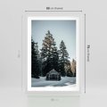 Plakat w ramie 50x70 - Chatka w Górach w Czasie Zimy - chatka w górach, zima - rama biała